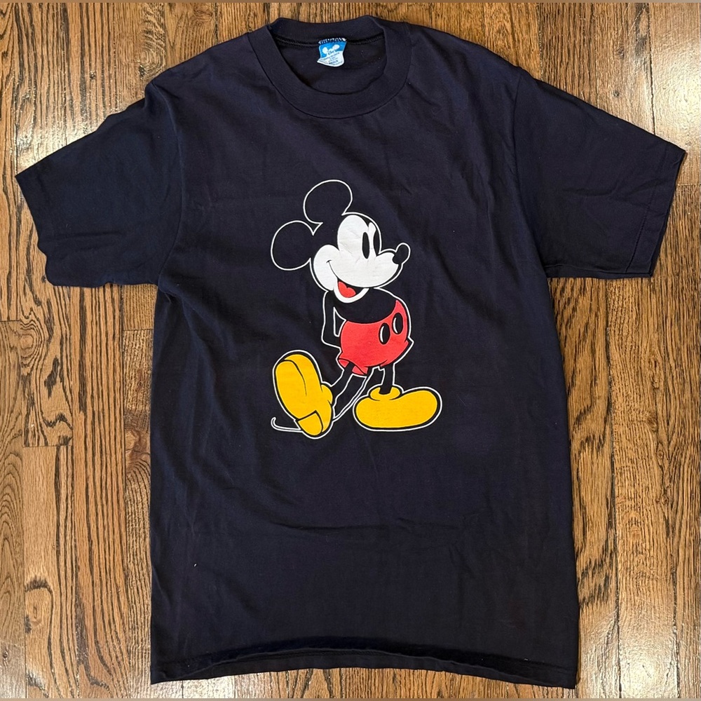 VTG 80s Disney Mickey Mouse Single Stitch T-Shirt Black USA Unisex M (Fits S)